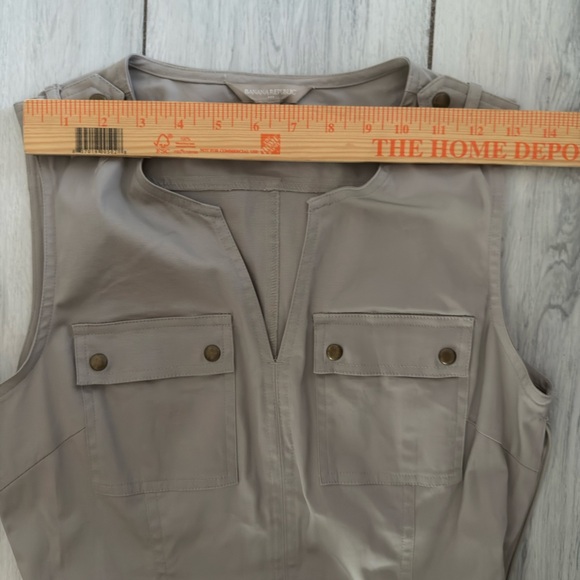 Banana Republic Cargo Shift Dress Women 4 Beige Belted Button Up Utility Safari - Picture 13 of 13